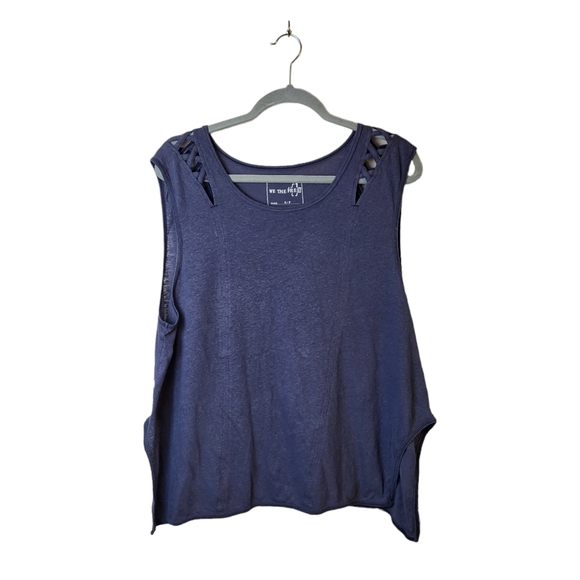 Free People We the Free Summers End Linen Cotton Blend Cutout Tank - Picture 2 of 7